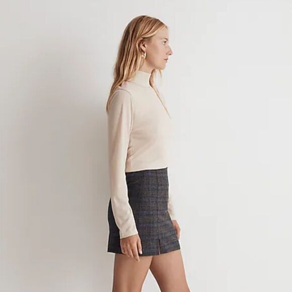 Madewell Semi-Sheer Mockneck Tee Womens XS Heather Oatmeal‎ - Picture 1 of 6